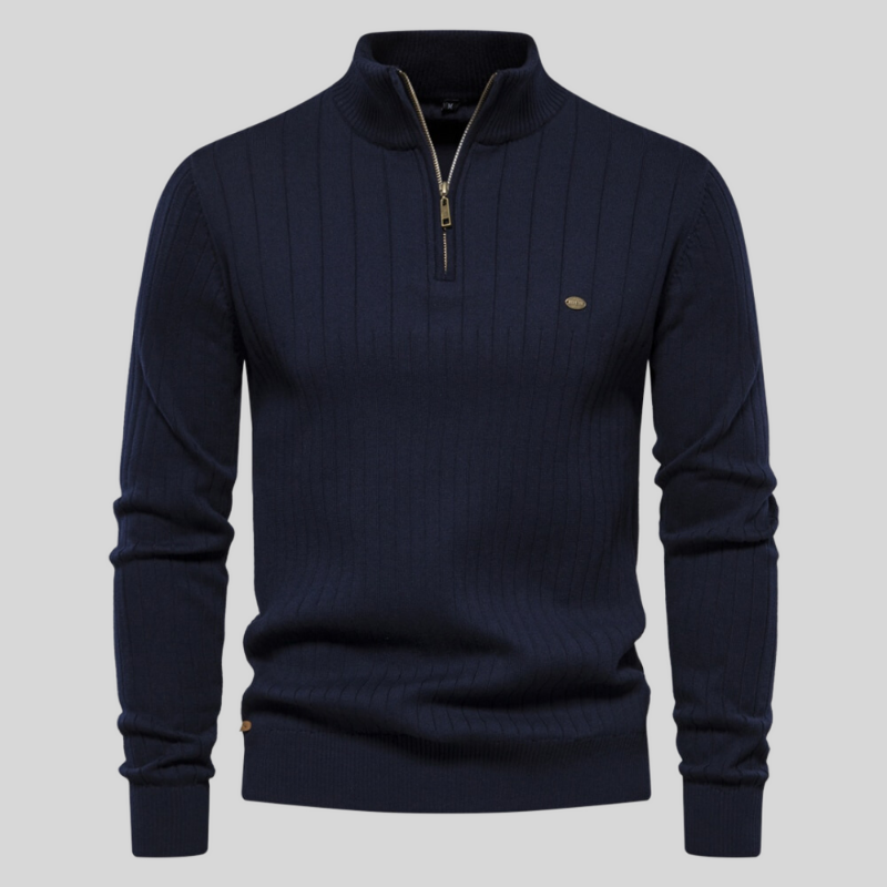 Pull à Col Zippé Homme en Maille Côtelée - Image 3
