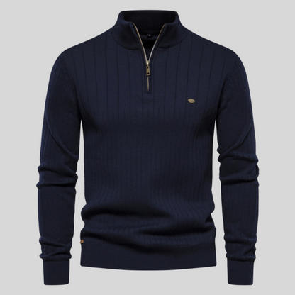 Pull à Col Zippé Homme en Maille Côtelée - Image 3
