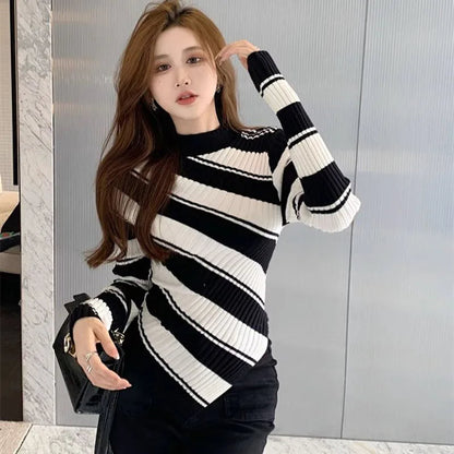 Pull ajusté rayé pour femme - Image 2
