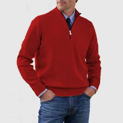 Pull Homme Maille Côtelée à Fermeture Éclair 1/4 - Image 1