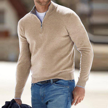 Pull Femme Manches Longues Col Zippé 1/4 - Image 1