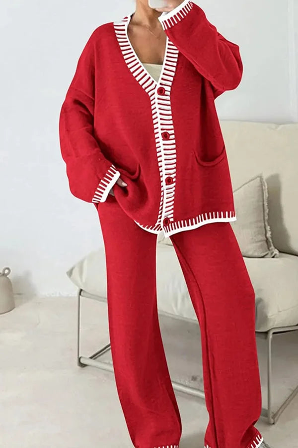 Ensemble de détente pour femme - Cardigan col en V - Image 6