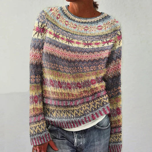 Pull Femme Col Rond à Motifs - Image 1