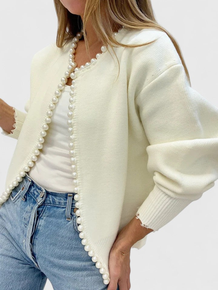 Veste Cardigan Femme Ornée de Perles - Image 1