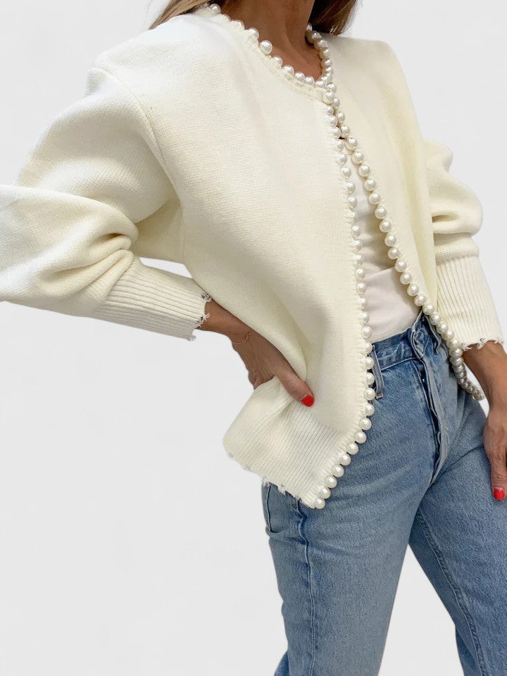 Veste Cardigan Femme Ornée de Perles - Image 4