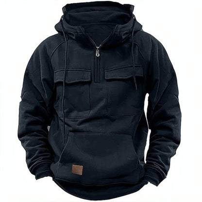 Sweat à Capuche Homme Demi-Zip - Image 1