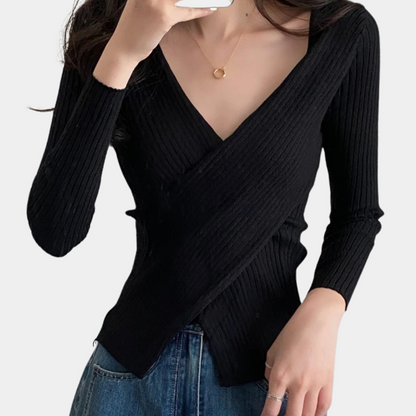 Pull Femme Cache-Cœur Col V - Image 7