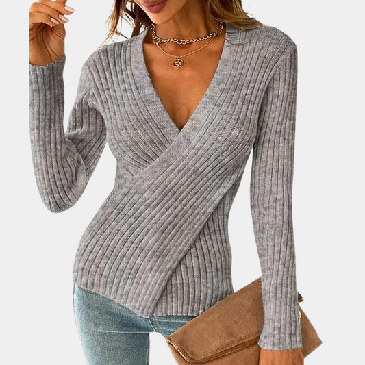 Pull Femme Cache-Cœur Col V - Image 1