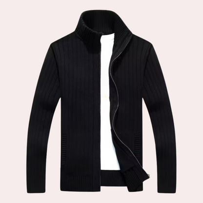 Pull Homme Entièrement Zippé en Tricot Côtelé - Image 2