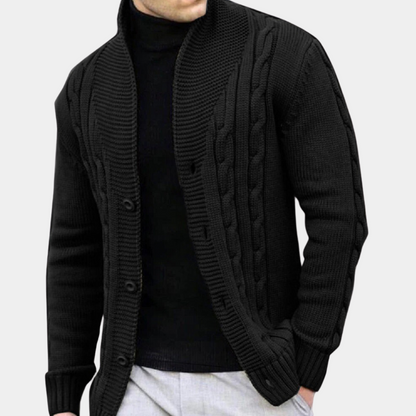 Veste Pull Homme Col Châle Tricot Câbles - Image 2