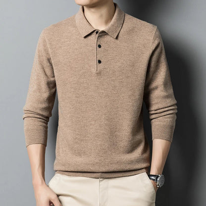 Pull en maille polo à manches longues pour homme - Image 6