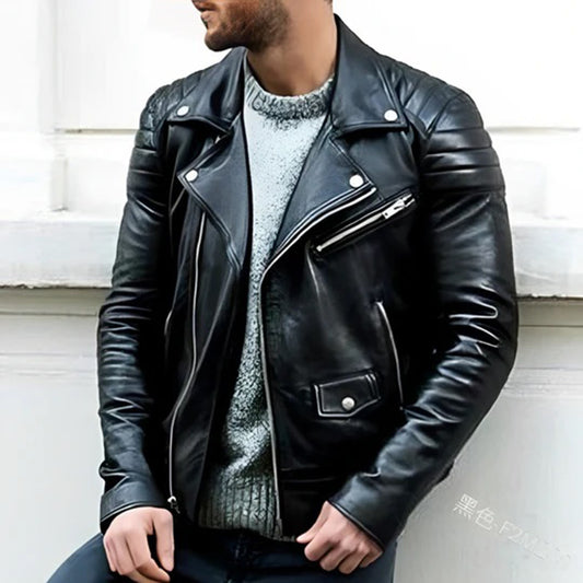Veste en cuir slim fit pour homme - Image 1