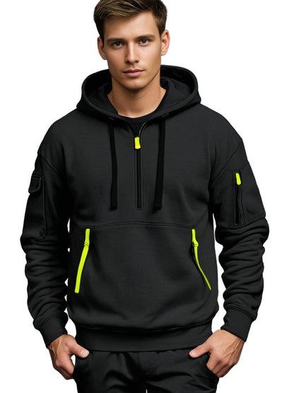 Sweat à Capuche Homme Demi-Zip avec Poche - Image 5