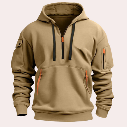 Sweat à Capuche Homme Demi-Zip avec Poche - Image 1