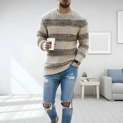 Pull rayé à col rond pour homme - Image 1
