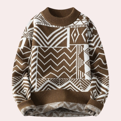 Pull Homme Col Rond Motif Géométrique - Image 3