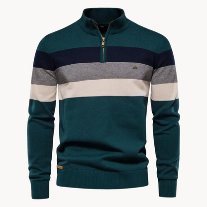 Pull rayé à quart de fermeture éclair pour homme - Image 8
