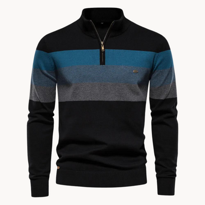 Pull rayé à quart de fermeture éclair pour homme - Image 9