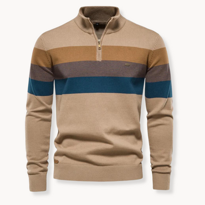 Pull rayé à quart de fermeture éclair pour homme - Image 10
