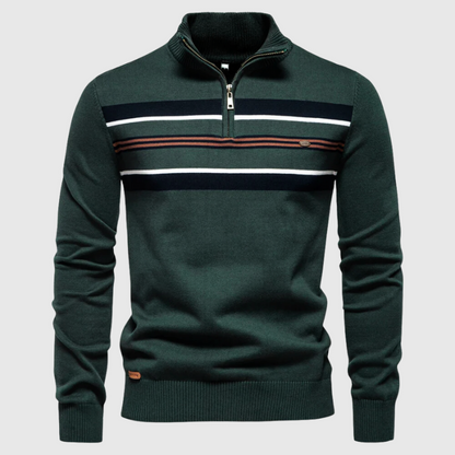 Pull rayé à quart de fermeture éclair pour homme - Image 1