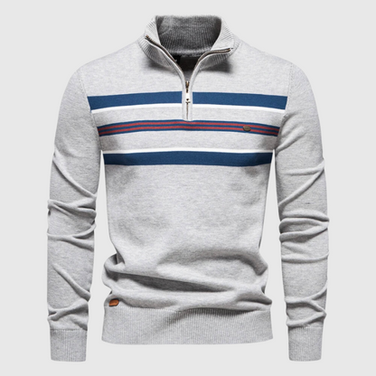 Pull rayé à quart de fermeture éclair pour homme - Image 2