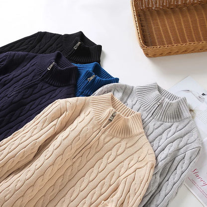 Pull Homme Maille Côtelée à Col Zippé - Image 1