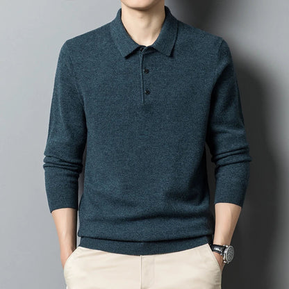 Pull en maille polo à manches longues pour homme - Image 2