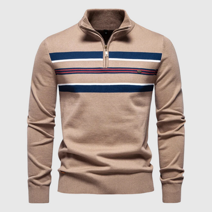 Pull rayé à quart de fermeture éclair pour homme - Image 3