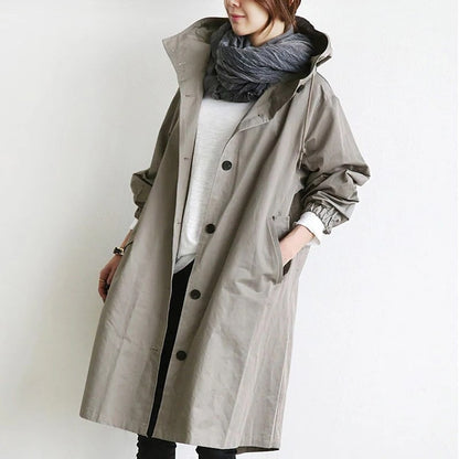 Manteau Long Trapèze à Capuche pour Femme - Image 1