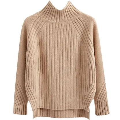 Pull à col roulé en maille côtelée pour femme - Image 1