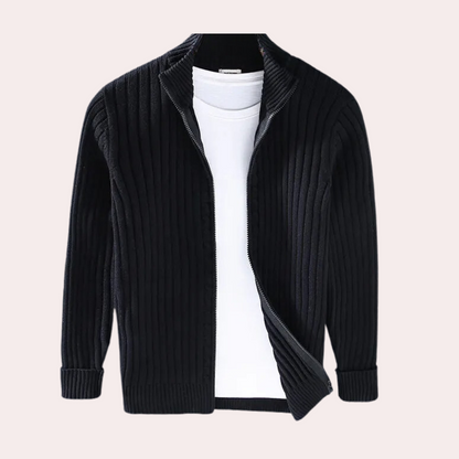 Veste Homme Tricot Côtelé Zippée Intégrale - Image 4