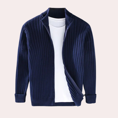 Veste Homme Tricot Côtelé Zippée Intégrale - Image 6