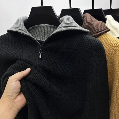 Pull Homme Maille Côtelée à Fermeture Éclair ¼ - Image 4