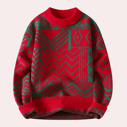 Pull Homme Col Rond Motif Géométrique - Image 4