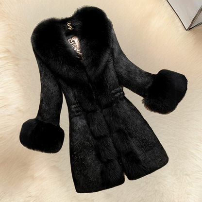 Manteau Long Femme Col en Fausse Fourrure - Image 6