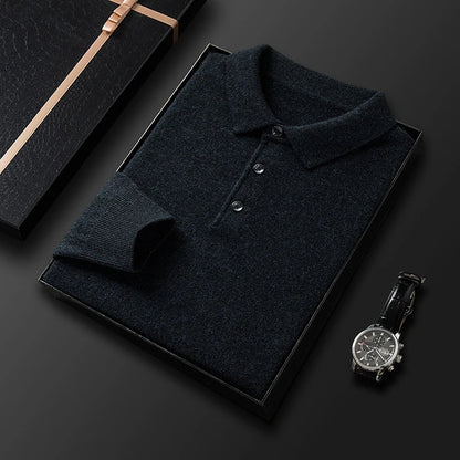 Pull en maille polo à manches longues pour homme - Image 7