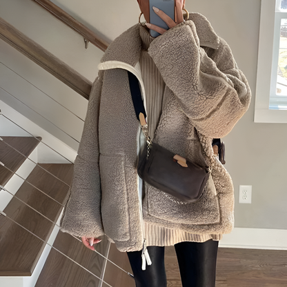 Veste Sherpa Zippée Oversize Femme - Image 3