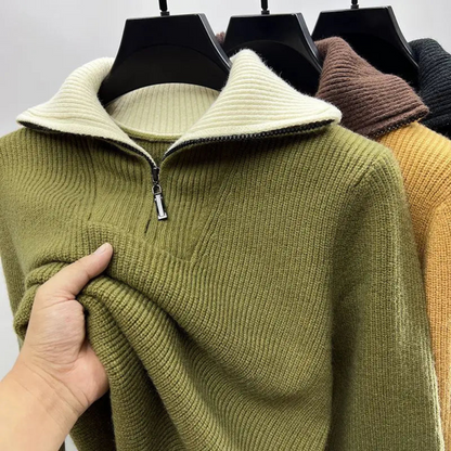 Pull Homme Maille Côtelée à Fermeture Éclair ¼ - Image 3