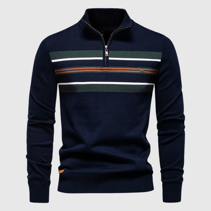 Pull rayé à quart de fermeture éclair pour homme - Image 4