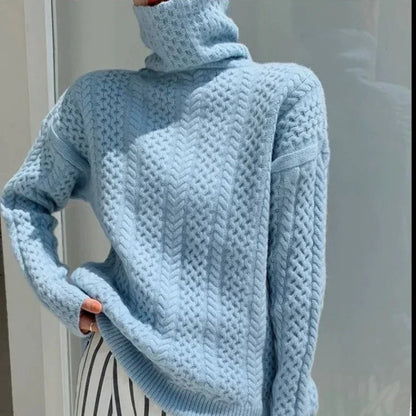 Pull Femme Col Roulé en Tricot Côtelé - Image 5