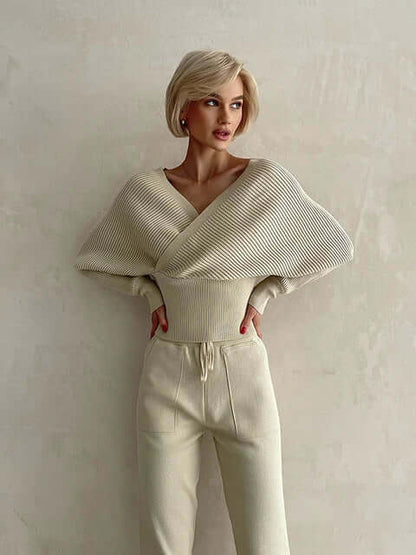 Pull-over côtelé cache-cœur pour femme - Image 7