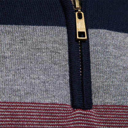 Pull rayé à quart de fermeture éclair pour homme - Image 3