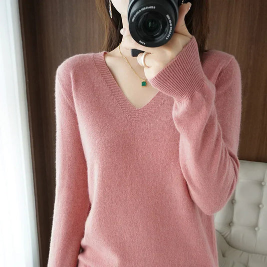 Pull en Tricot Femme Col V - Image 1