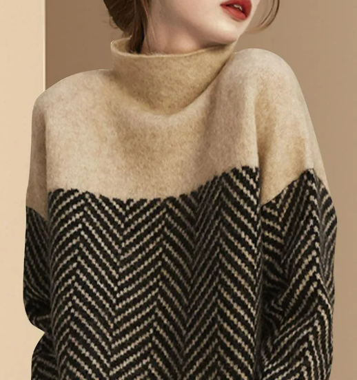 Pull Femme Col Montant Color Block - Image 2