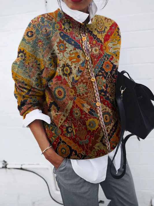 Pull Imprimé Boutonné Femme - Image 1