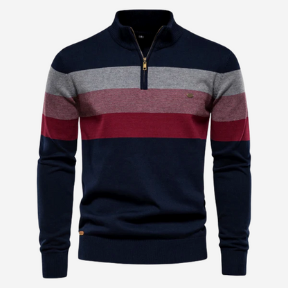 Pull rayé à col zippé pour homme - Image 3