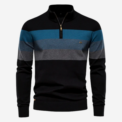 Pull rayé à col zippé pour homme - Image 4