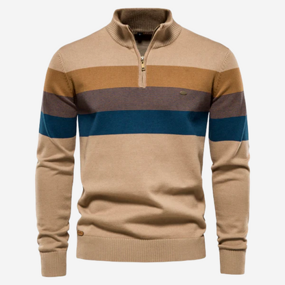 Pull rayé à col zippé pour homme - Image 1