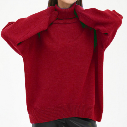Pull à col roulé côtelé oversize pour femme - Image 1