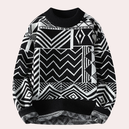 Pull Homme Col Rond Motif Géométrique - Image 2
